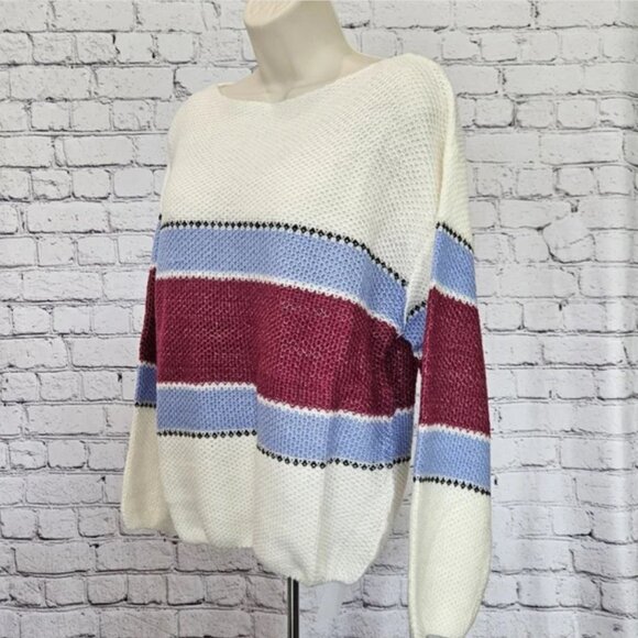 [NWT] COCOIMO Boatneck Colorblock Drop Shoulder Sweater - Picture 4 of 7